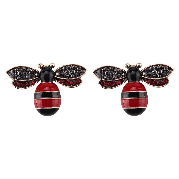 

new trendy very cute lovely fashion luxury designer exaggerated crystal vintage insects bee stud earring for woman girls, Golden;silver