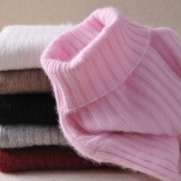 

women jumpers winter/autumn soft pullovers 100% pure mink cashmere knitted clothes ladies high elastic woman sweater, White;black