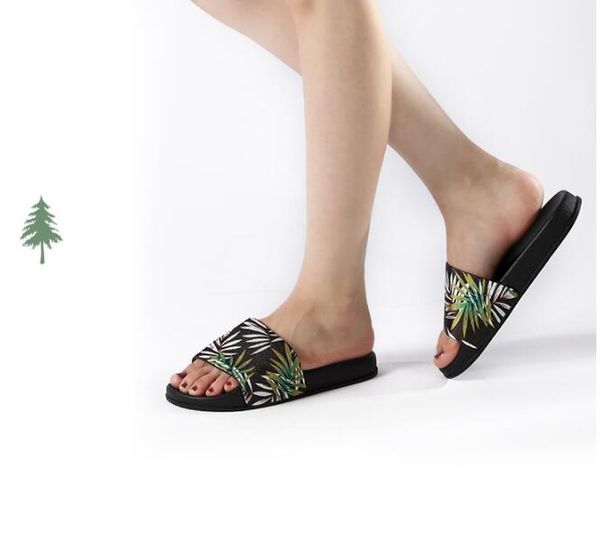 

high-quality new indoor and outdoor slippers new style green leaf slippers for summer vacation, Black