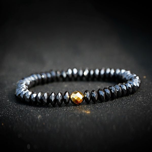 

classic fashion jewelry beads golden&silver hematite wrap men's bracelets bangles charms pulseira masculina, Black