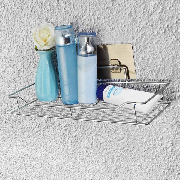 

s/m/l stainless steel bathroom shower shelf storage non rust suction basket caddy tidy kitchen wall strong adsorption waterproof