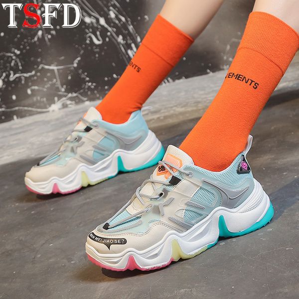 

thick bottom women sport sneaker woman sports air mesh running shoes woman breathable walking shoes lace up shoe summer shoe v16