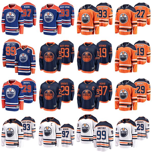 

edmonton oilers jerseys mens 99 wayne gretzky jersey 27 milan lucic 93 ryan nugent-hopkins ice hockey jerseys womens stitched youth, Black;red