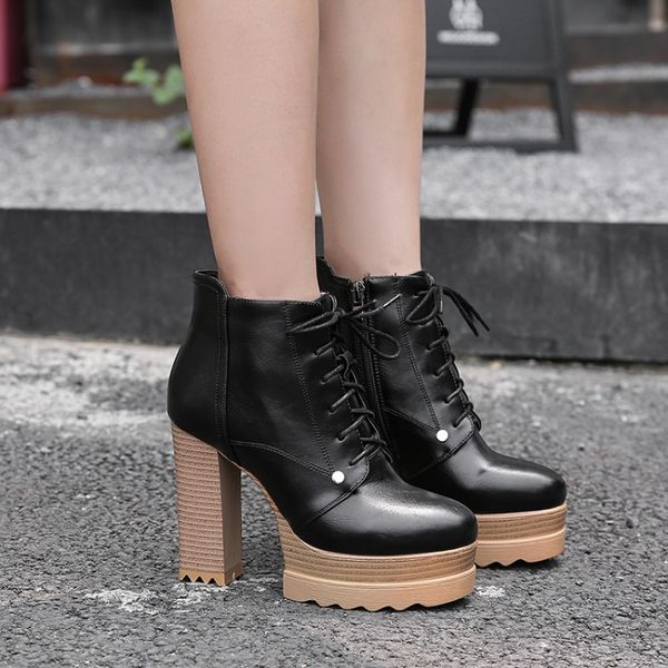 

big size 10 11 boots women shoes ankle boots for women ladies shoes woman winter side zipper cross binding drill, Black