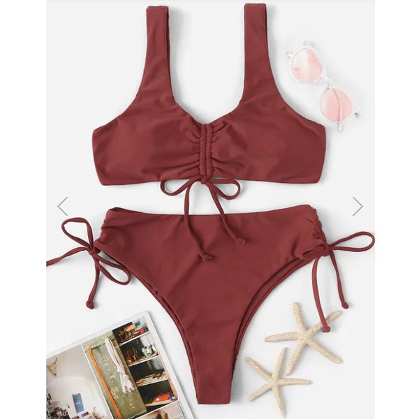 

women solid push-up padded bra beach bikini set high waist 2019 swimsuit beachwear mujer swimwear#h, White;black