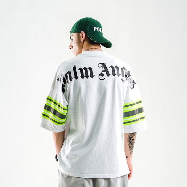 

Mens Loose Sport Short Sleeve Black T-Shirts Fashion Designer Letter and Number Print Tee PALM ANGELS Summer Tops