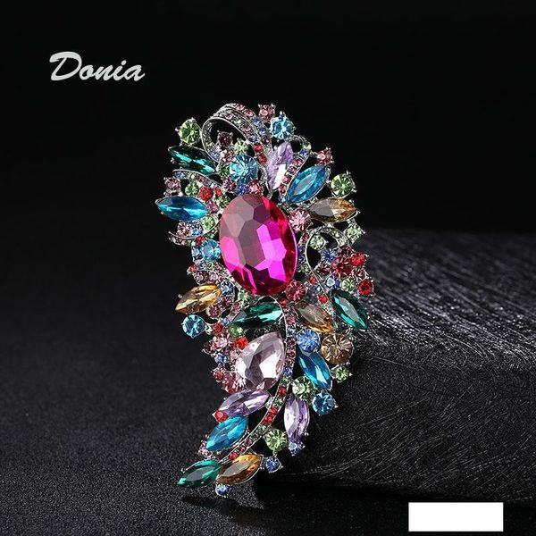 

donia ювелирных европейской и американской моды броши большой горный хрусталь брошь очень большой роза цвет брошь пальто шарф ювелирных изде, Gray