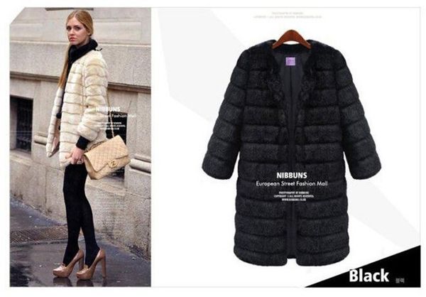 

2019 autumn and winter mink artificial imitation fur jacket long women thickening faux fur coat, Black