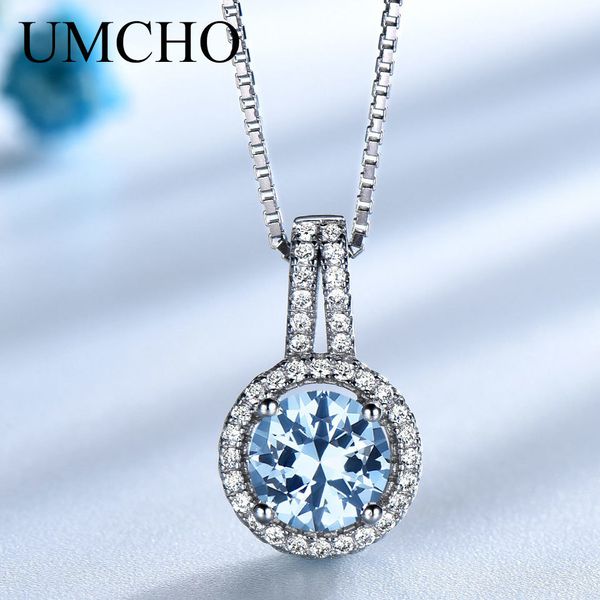 

umcho blue z gemstone pendants necklaces for women solid 925 sterling silver pendant brand fine wedding jewelry gift for her j190706