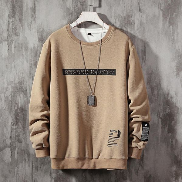 

men's sweatshirt hoodie autumn new style letters print patchwork o-neck long sleeves pullover sweatshirt poleron hombre, Black