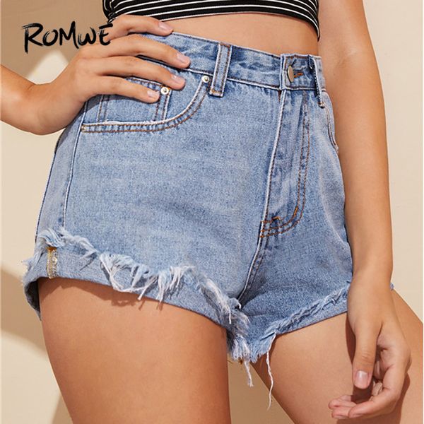 

woman blue frayed hem wide leg streetwear denim shorts 2019 mid waist pocket detail fashion jean shorts, White;black