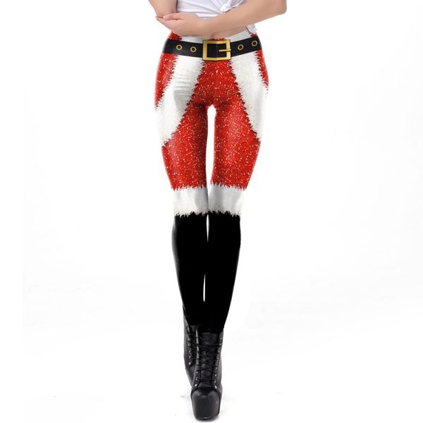 

women pants leggings new christmas high waist stretch leggings 3d christmas digital print holiday fitness ankle-length, Black