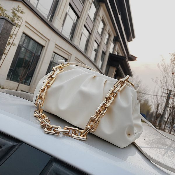 

thick chain messenger bag women pu leather crossbody shoulder handbag fashion design chic lady hobos clutches travel chain pouch