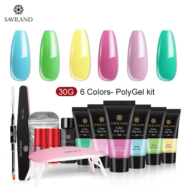 

saviland kit acrylic hard extension lamp long-lasting nail kit soak off nail art design set