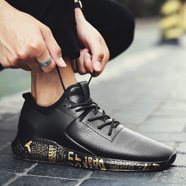 

2019 autumn comfortable men casual shoes leather breathable fashion men black red sports shoes lightweight sneakers