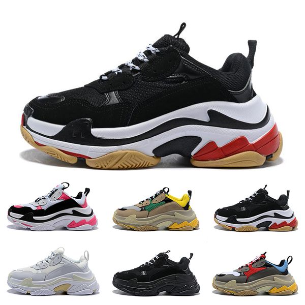 

men designer paris 17fw triple s sneakers for men women green yellow white casual dad shoes tennis luxury increasing sneakers