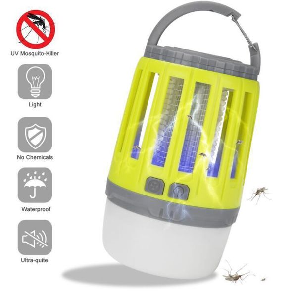 

2 in 1 usb rechargeable led mosquito killer lamp high/low light 360-400nm uv mosquito zapper light for bedroom camping tent