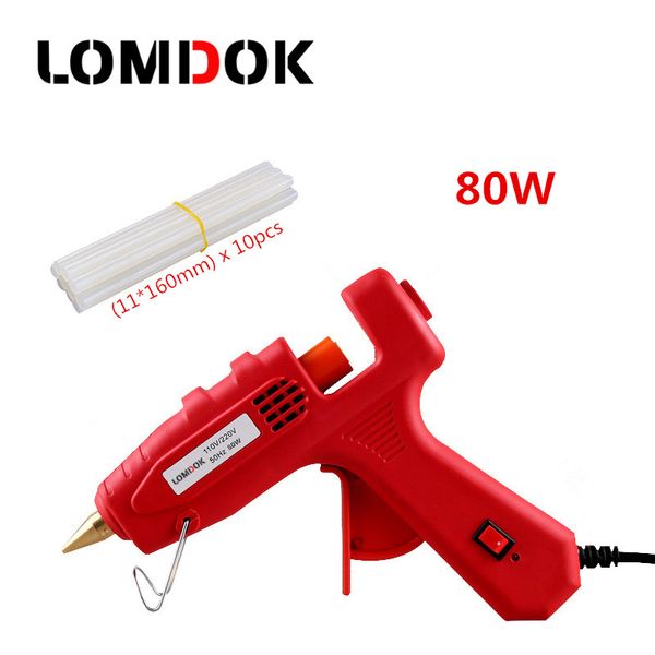 

lomdok 80w industrial melt glue gun with 10 pcs 11mm stick heat temperature tool electric guns thermo gluegun repair tools