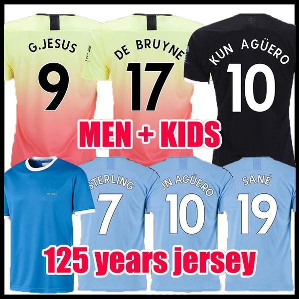

thailand 19 20 manchester de bruyne kun aguero jesus soccer jersey city 2020 sane jesus jersey football shirt men+ kids kit sets uniform, Black;yellow