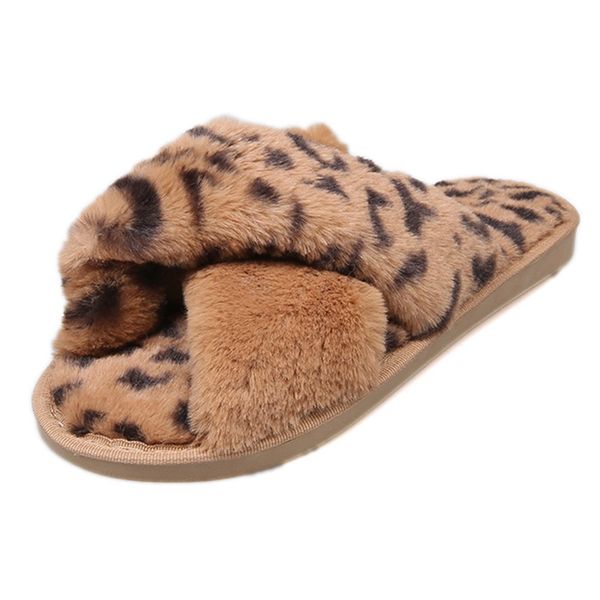 

jaycosin slippers shoes woman warm leopard plush soft slippers indoorsÂ anti-slip floor bedroom shoes cute fluffy, Black