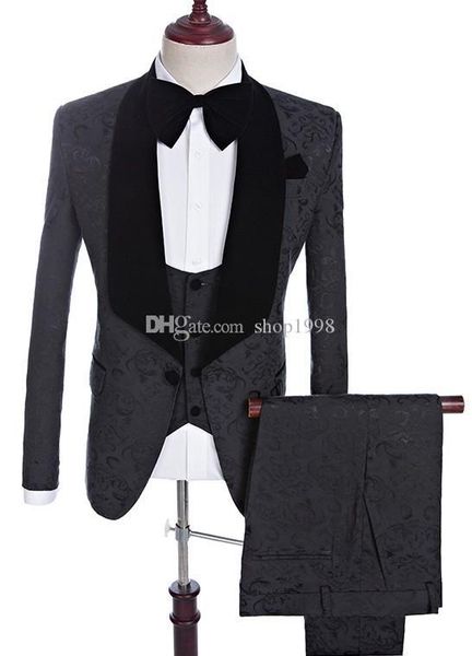 

совершенно новый жених смокинги шаблон женихов шаль черный отворот лучший мужской костюм свадьба / мужские костюмы жених ( куртка + брюки+жи, White;black
