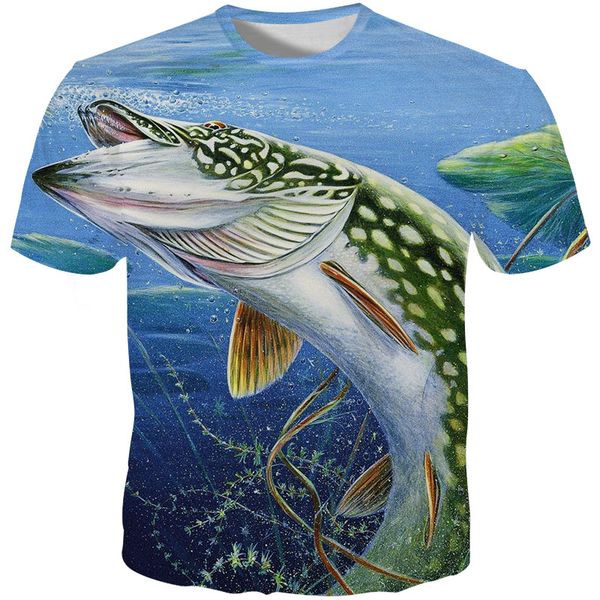 

youthup 2019 new 3d fish printed men's tshirts summer short sleeve t shirts cool fish printed male 3d t-shirts tees, White;black