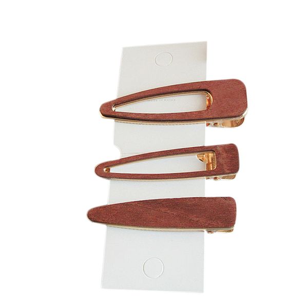 

3 pcs/set fashion hair accessories hollow geometric water drop hair clips vintage wood pins barrettes accessories, Golden;white
