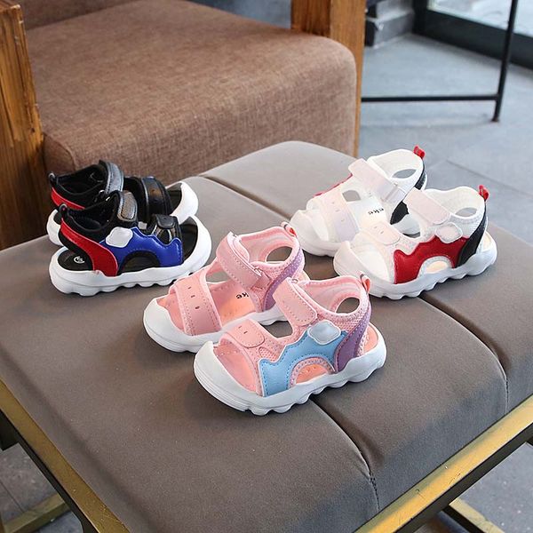

breathable soft fashion cute children casual shoes leather solid kids sandals footwear girls boys shoes footwear, Black;red