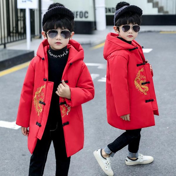 

new chinese style children's cotton jacket boy winter costume tang suit baby windbreaker embroidery new year's clothing coat outwe, Blue;gray