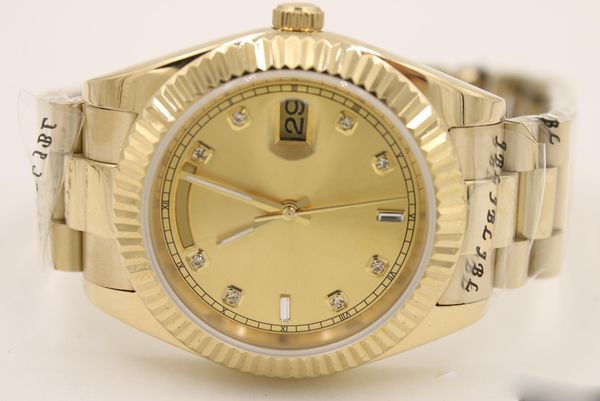 

2018 brand watch 40mm day-date champagne dial 18k yellow gold president daydate automatic watches men sapphire glass men dress wristwatches, Slivery;brown