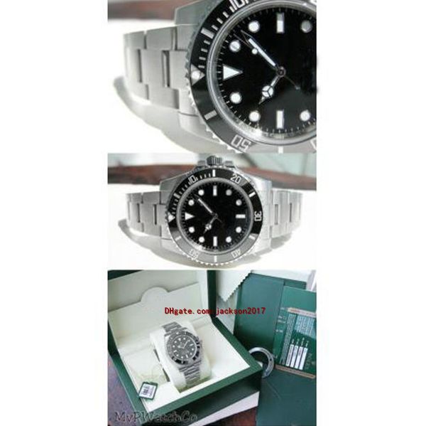 

original box certificate no date 114060 mens steel watch black dial ceramic bezel 40mm, Slivery;brown