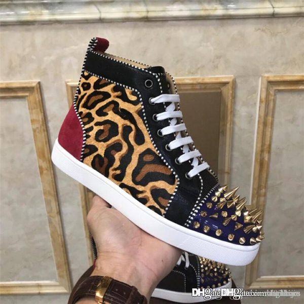 

version christi loubou new louiss rantus orlato pony leopard red bottom sneakers shoes trainers with original box