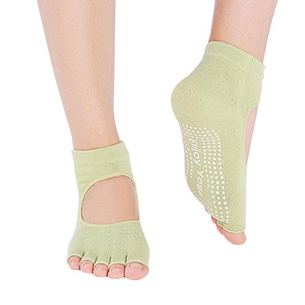 

2018 new open ladies toe back professional yoga socks breathable non-skid sweat-absorbent five toes short socks with a hole, Black