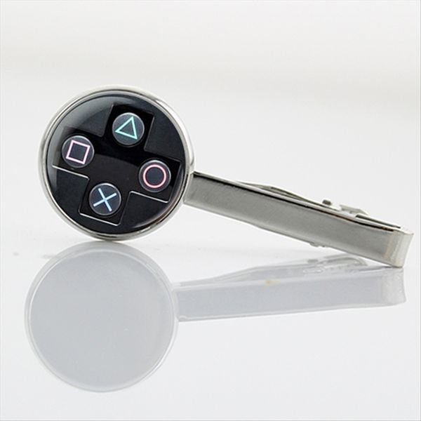 

game controller art picture men tie clip vintage game xbox controller tie pin triforce poker necktie clips t184, Silver;golden