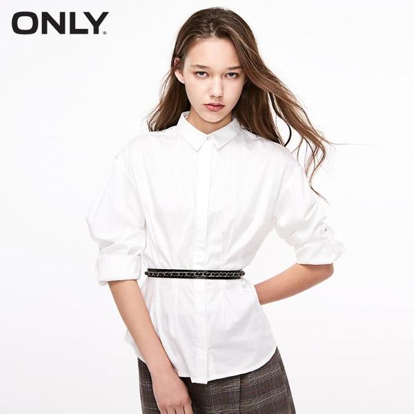 

только женская плиссированная рубашка с длинными рукавами | 119105502, White