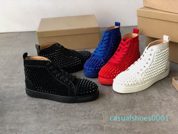 

designer sneakers red bottom shoe high suede pik pik spikes luxury shoes for men and women shoes party crystal leather sneakers ac01, Black