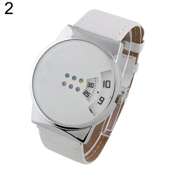 

men's women's faux leather strap digital quartz wrist watch, Slivery;brown