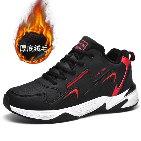 

new winter with fur running shoes man black warm mens sneakers lacing plus size jogging shoes for men rubber men training