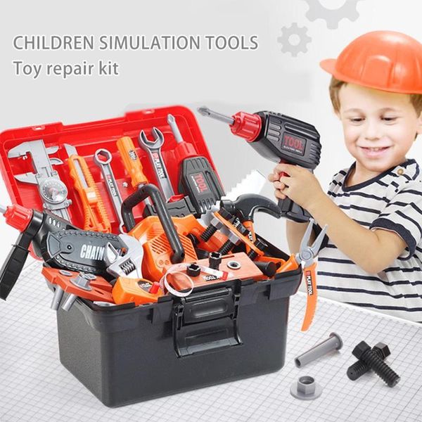 

43pcs kids toolbox kit educational toy simulation repair tools toy drill plastic game learning engineering puzzle gifts