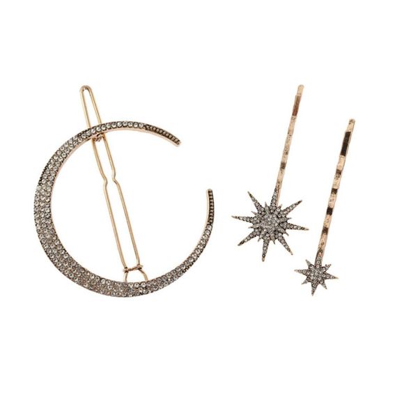

18pcs/set moon star rhinestone hairpin hair clip hair pin wedding bridal hairwear accessories headbands women jewelry gifts, Golden;silver