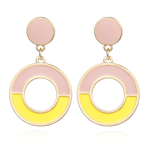 

personality summer color acrylic big circle earrings metal dangle statement earrings for women unique gift jewelry new fashion