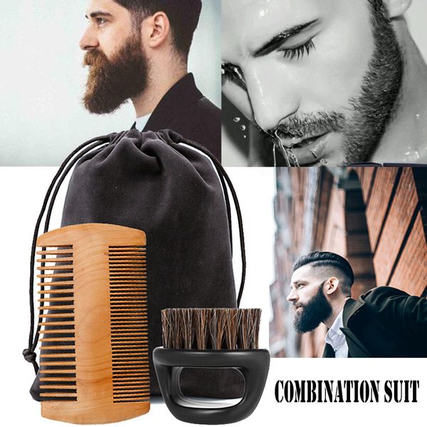 

new arrivals haicar men's care suit beard brush + a combination of mustache comb#3.14, Silver