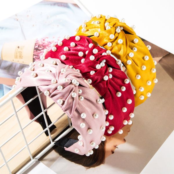 

vintage bands braid pearl jeweled стиль волос для женщин девушки ткань твердая hairband оголовье аксессуары для волос, Silver