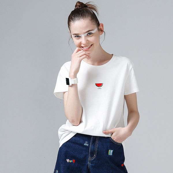 

women clothes designer shirt watermelon printed female t shirt women summer basic cotton tee shirt femme pink 2019 drop shipping, White