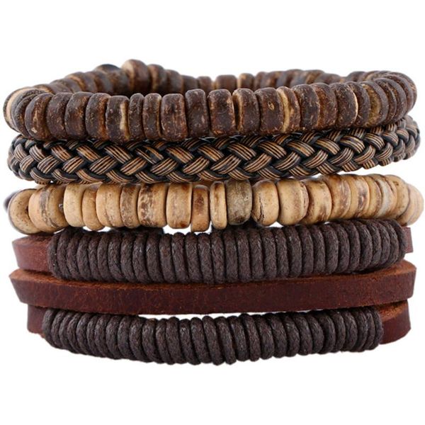 

multilayer beaded women new brown casual handmade woven leather bracelets men jewelry wholesale accessories, White