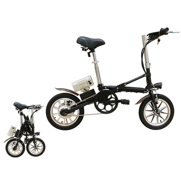 

36v250w 14 inch folding e bike with lithium battery brushless motor electric bikes, Silver;blue