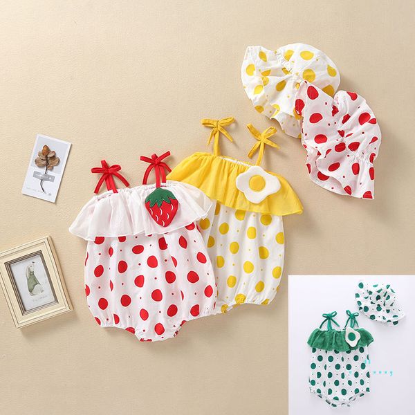 

детские ползунки летние onesies младенческой новорожденных девочек комбинезоны вс шляпа две части набор one-pieces милые принцессы детская о, White