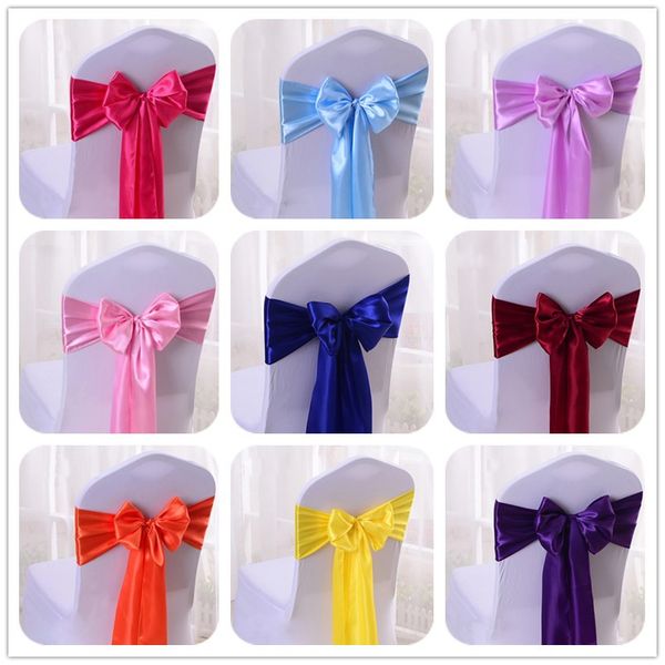 

wedfavor 25pcs satin chair bow sashes wedding chair cover ribbon butterfly ties for party event l banquet decoration