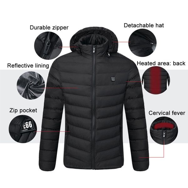 

usb heated coat electric battery hoodie jacket intelligent washable temperature ajustable electric vest heated windproof