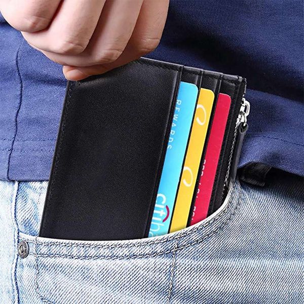 

маленькая модель карты id держатель бумажник карманная сумка бизнес мужчины классический черный натуральная кожа кредитная карта чехол id де, Brown;gray